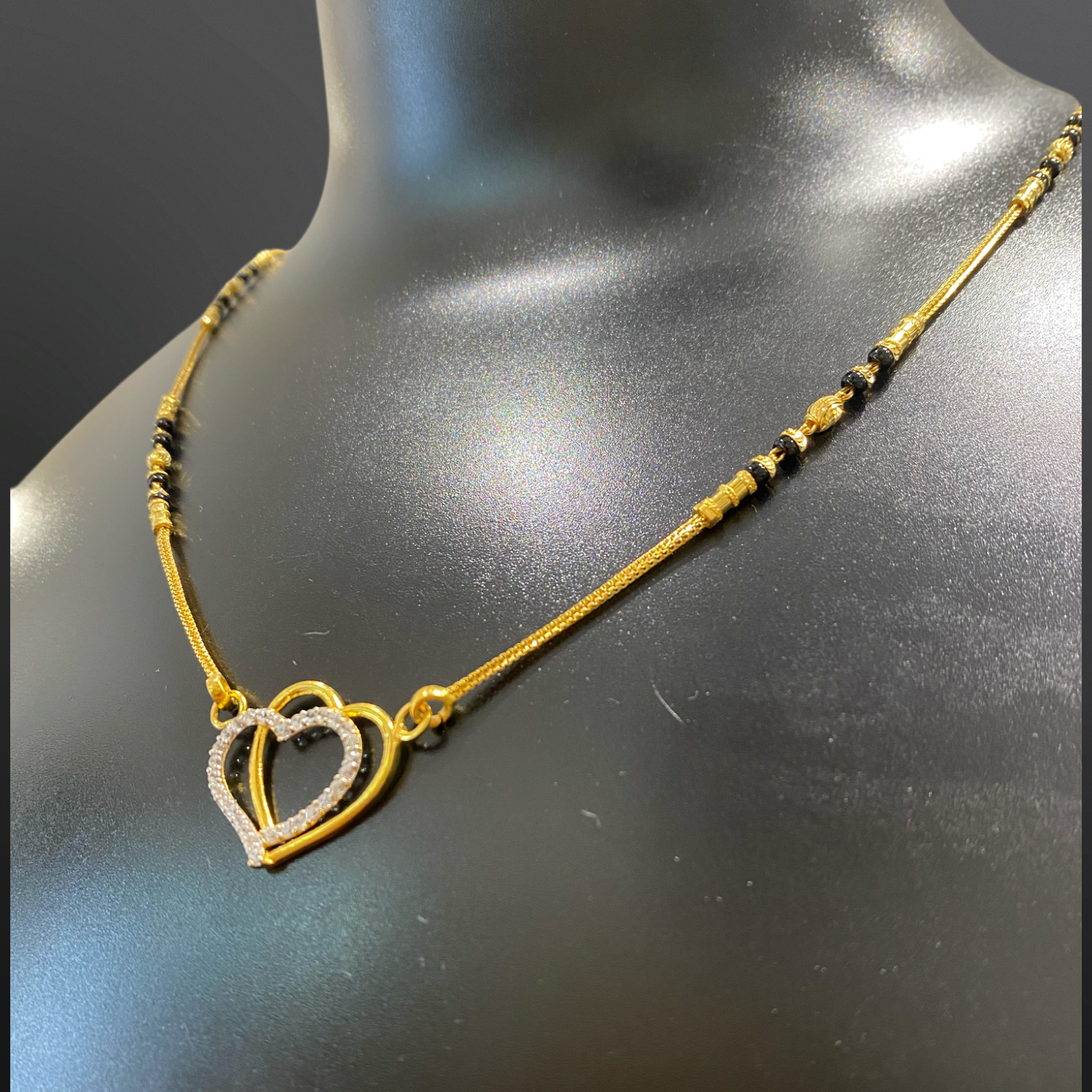 Ladies Double Heart Mangalsutar Chain